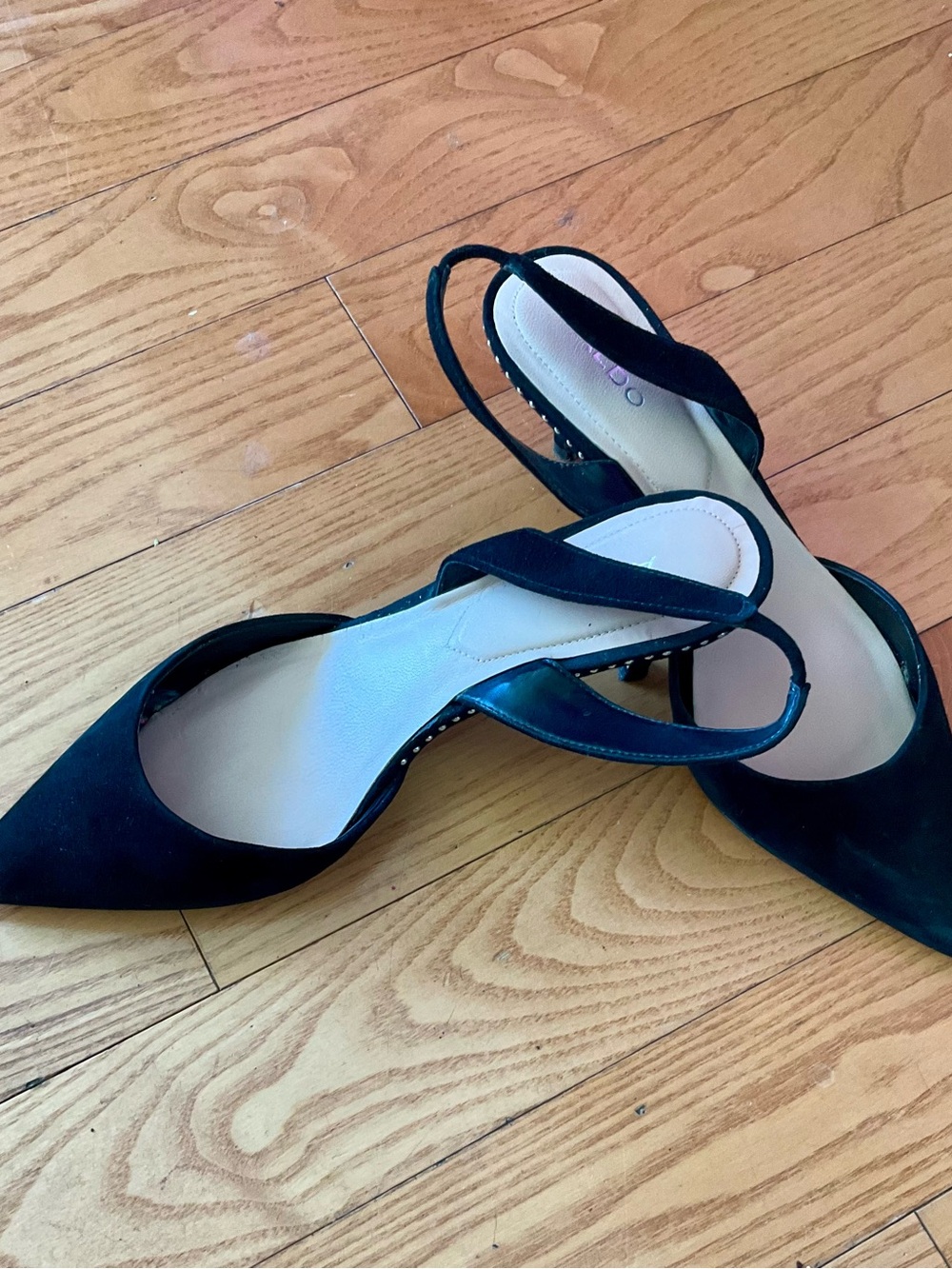 Aldo Black Pointed-Toe Slingback Heels